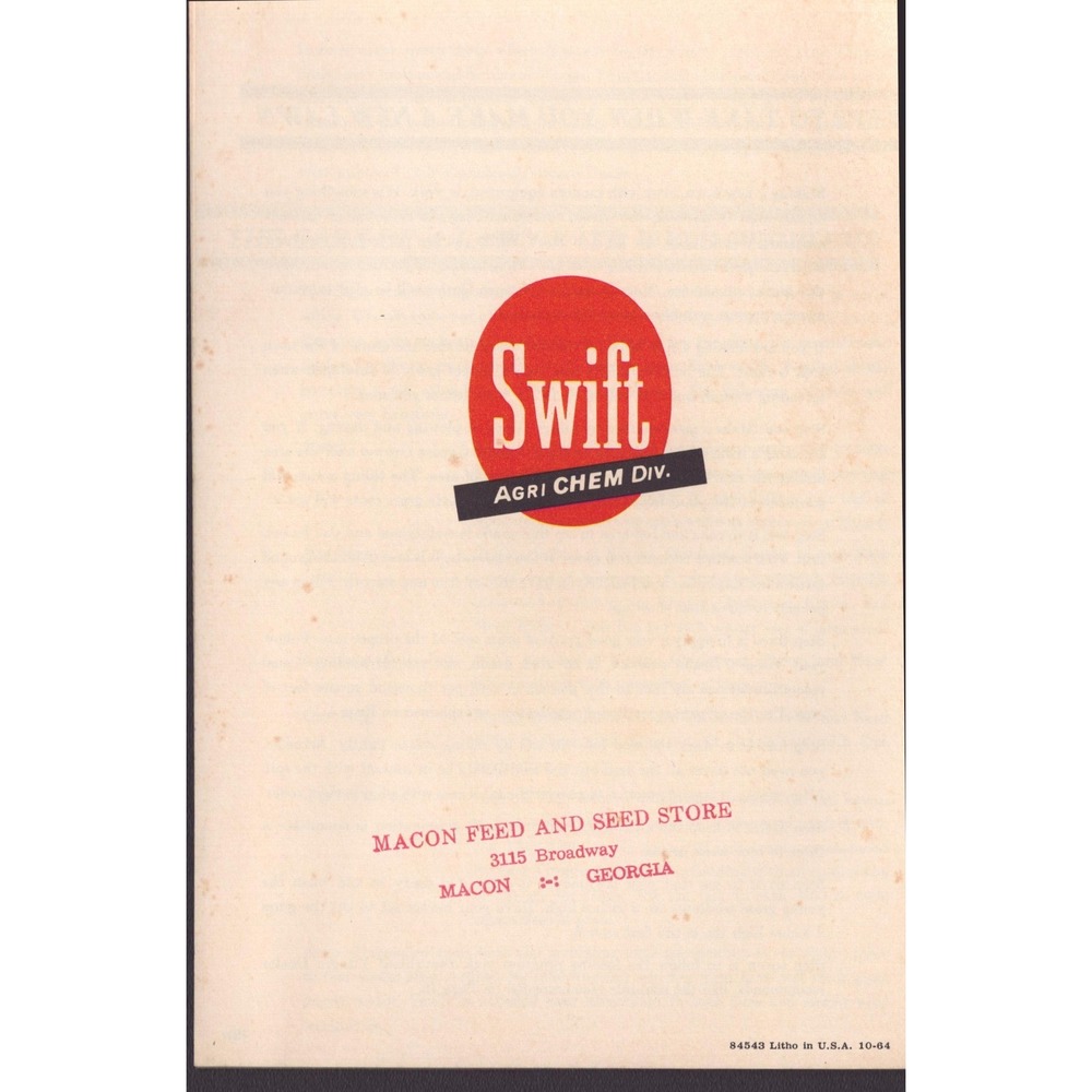 Vintage 1964 Swift Vitogro A Visual Aid to Good Lawn Care Booklet Georgia 10-64 - Picture 2 of 2